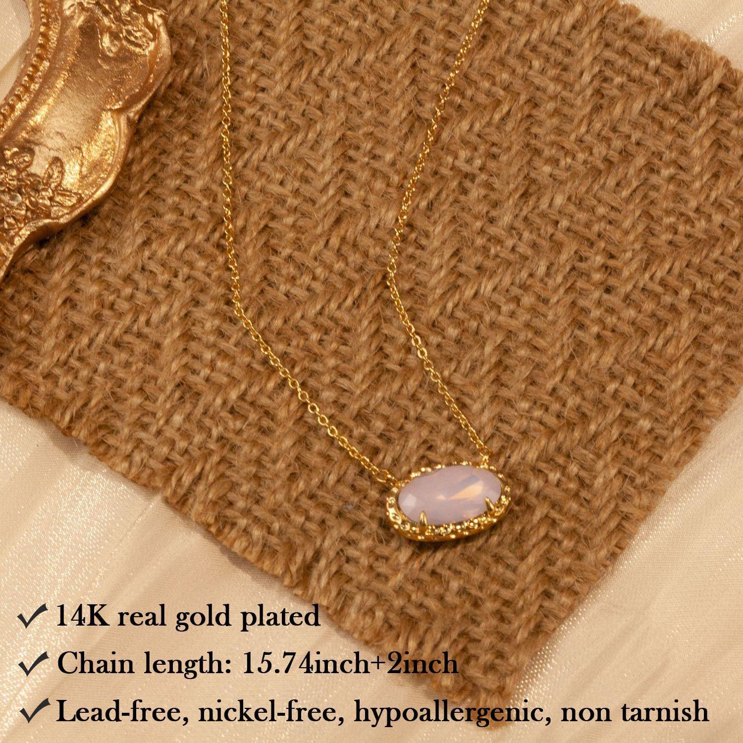 European and American cross-border best-selling necklace with colorful zircon and natural stone, oval collarbone chain, fashionable and trendy niche personalized jewelry