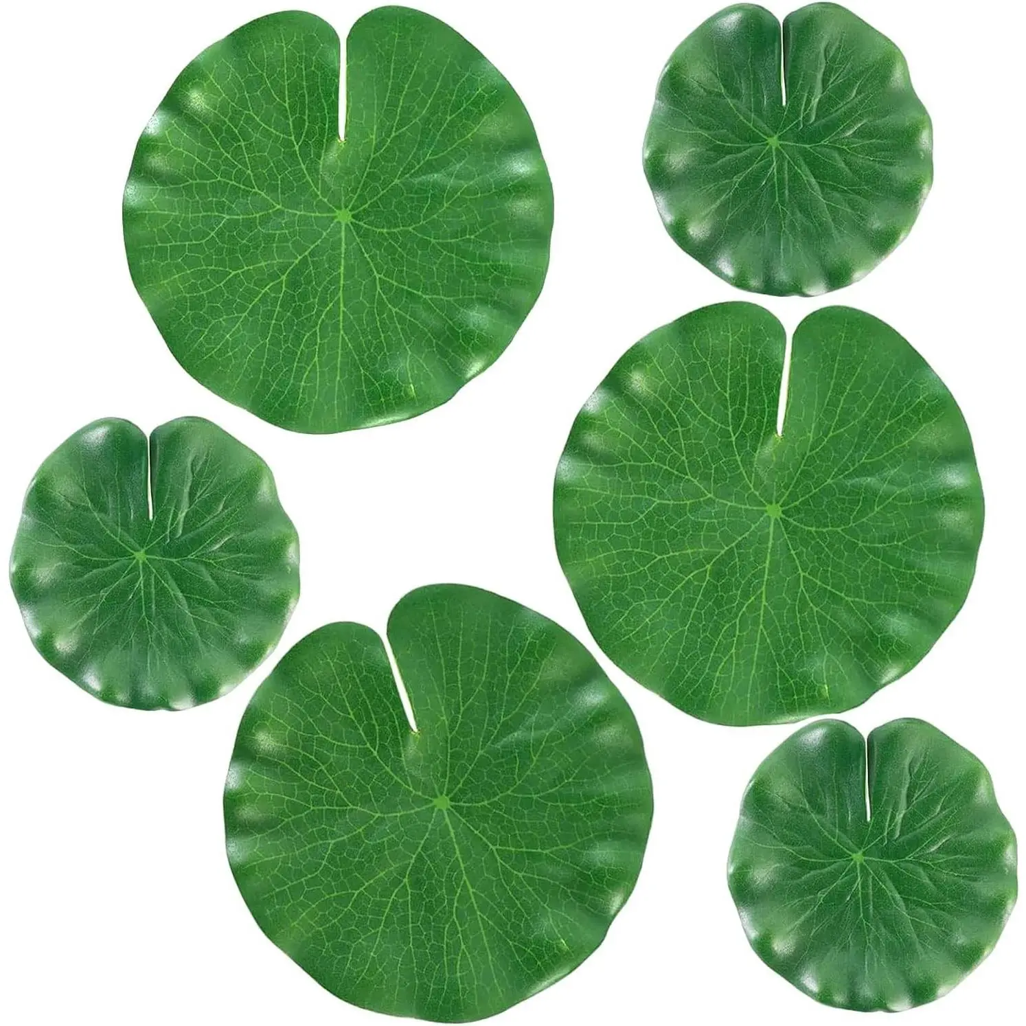 6Pcs Realistic Artificial Floating Foam Lily Lotus Leaves, Pond Decor for Ponds Pools Koi Fish Patio Aquarium