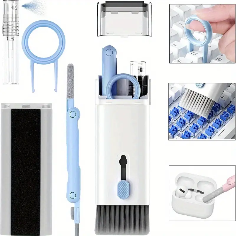7-in-1 Multifunctional Electronics Cleaning Kit - Keyboard Brush, Headphone Cleaner, Phone Screen Dust Brush, Keycap Puller Essential Tool for Phones & Audio Accessories speaker cleaner
