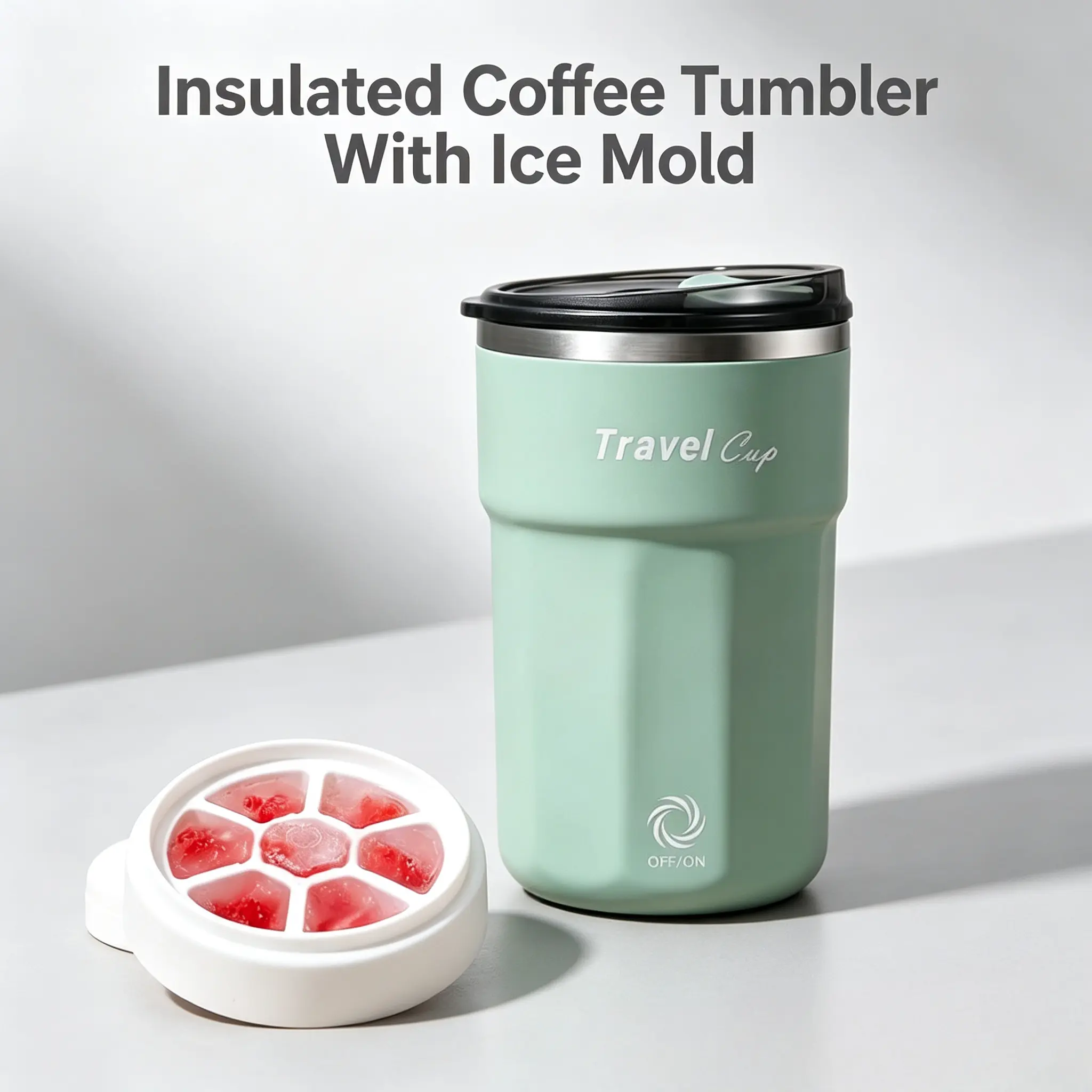 1 PCS 350 Ml Automatic Self Stirring Travel Coffee Tumbler With Silicone Ice Mold 304 Stainless Steel Insulated Mixing Cup For Office Worker Fitness Lover Outdoor Portable Electric Shake Mug-YY0