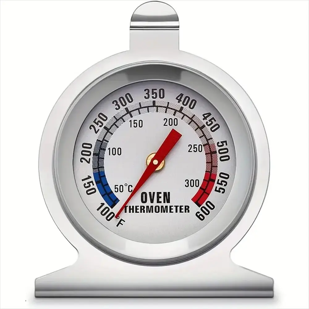 1pc oven/oven thermometer, 50-300°C/100-600°F.430 stainless steel material, high temperature resistant glass, automatic induction, accurate temperature measurement.Suitable for kitchen, cooking, baking.