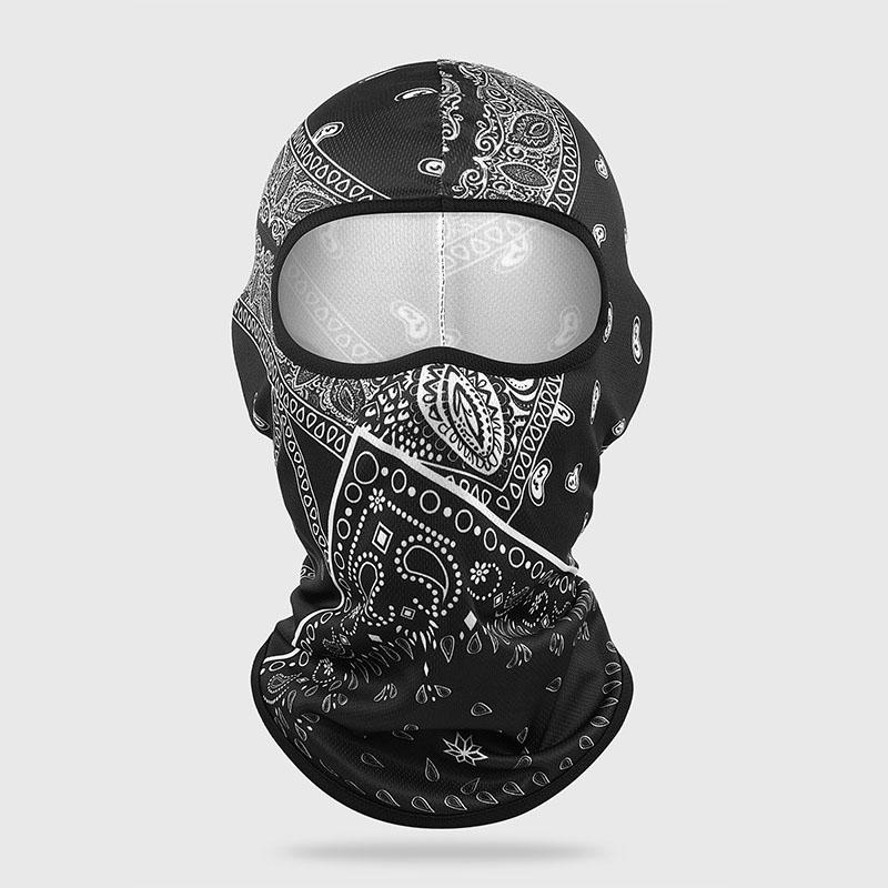 1pc Stylish Paisley Series Balaclava - Breathable, Hand-Washable Polyester Full-Face Mask with Eye Holes, Ideal for Outdoor Activities in Summer & Winter, Black