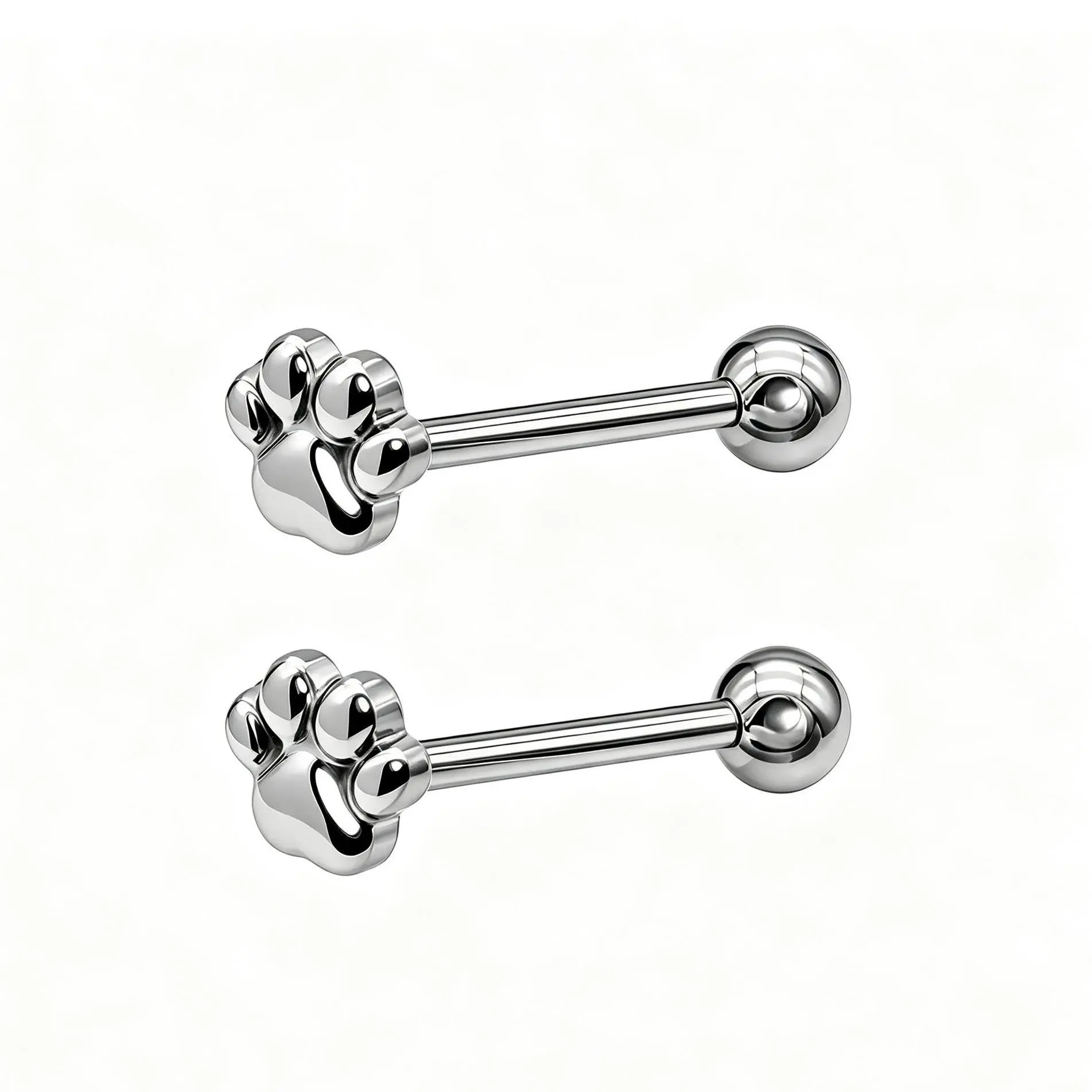 F136 Titanium Cat Paw Tongue Ring