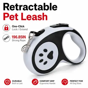 196.85 Inch Adjustable Dog Leash, Durable Nylon Rope, One-Button Lock/extend Control, Ideal for Outdoor Walking and Small Pet Travel