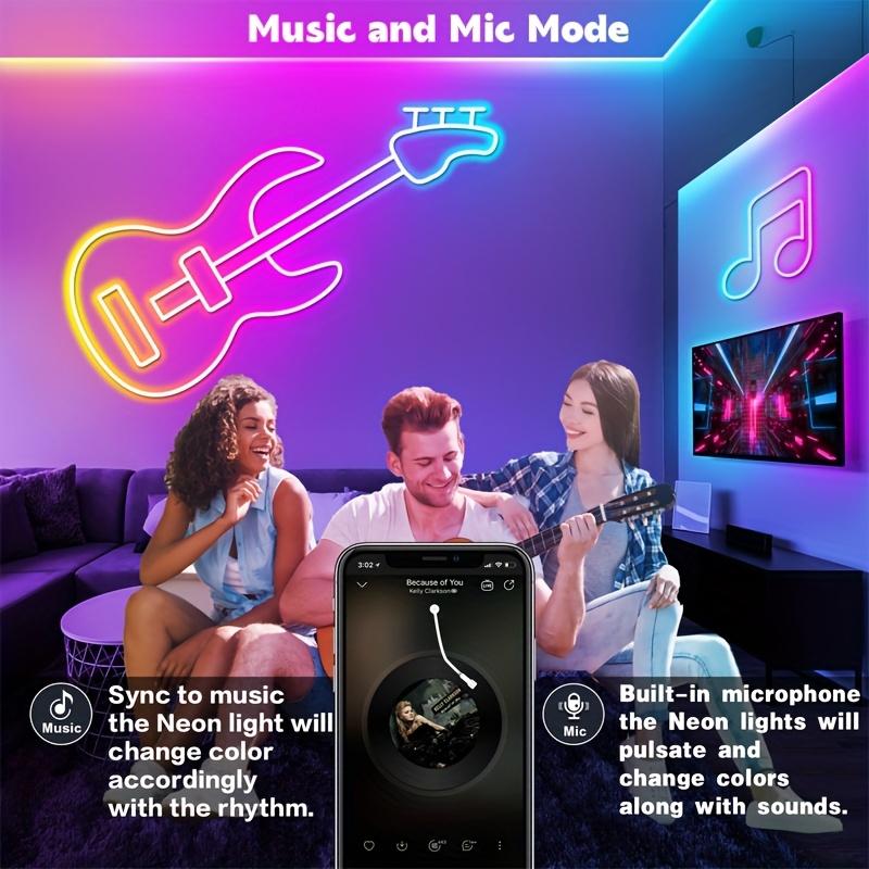 Product Introduction of 32 Feet Led Neon Rope Light, Use App/Remote Control Control, Flexible LED Rope Light, Multiple Modes, RGB Neon Light, Music Sync Game LED Neon Bar, Suitable for Bedroom, Indoor, Festival, Birthday Party, Party 0