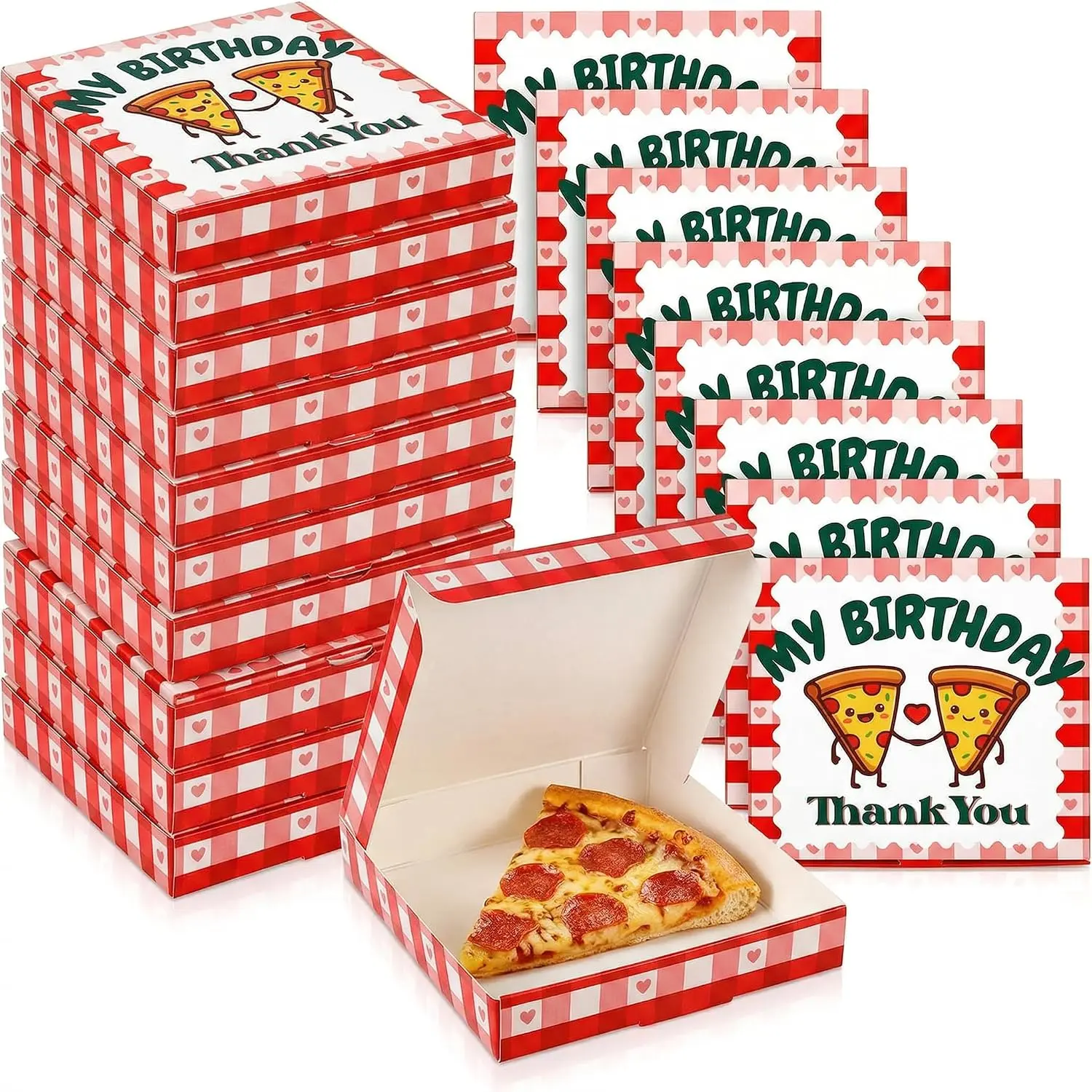 24 count Pizza Boxes, Square, 6.3 x 6.3 x 0.98 Inch | Cardboard Takeout Boxes, Pizza Boxes for Party Favors, Birthdays, Weddings, Parties and Celebrations