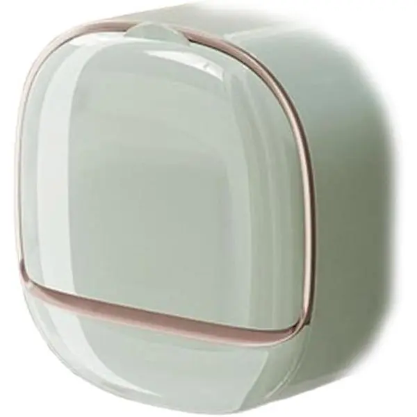 Modern Wall-Mounted Soap Holder Plastic Construction, Bathroom Drainage Design.(Locking Adhesive Strip Included) (Soft Green with Rose Gold Accent)