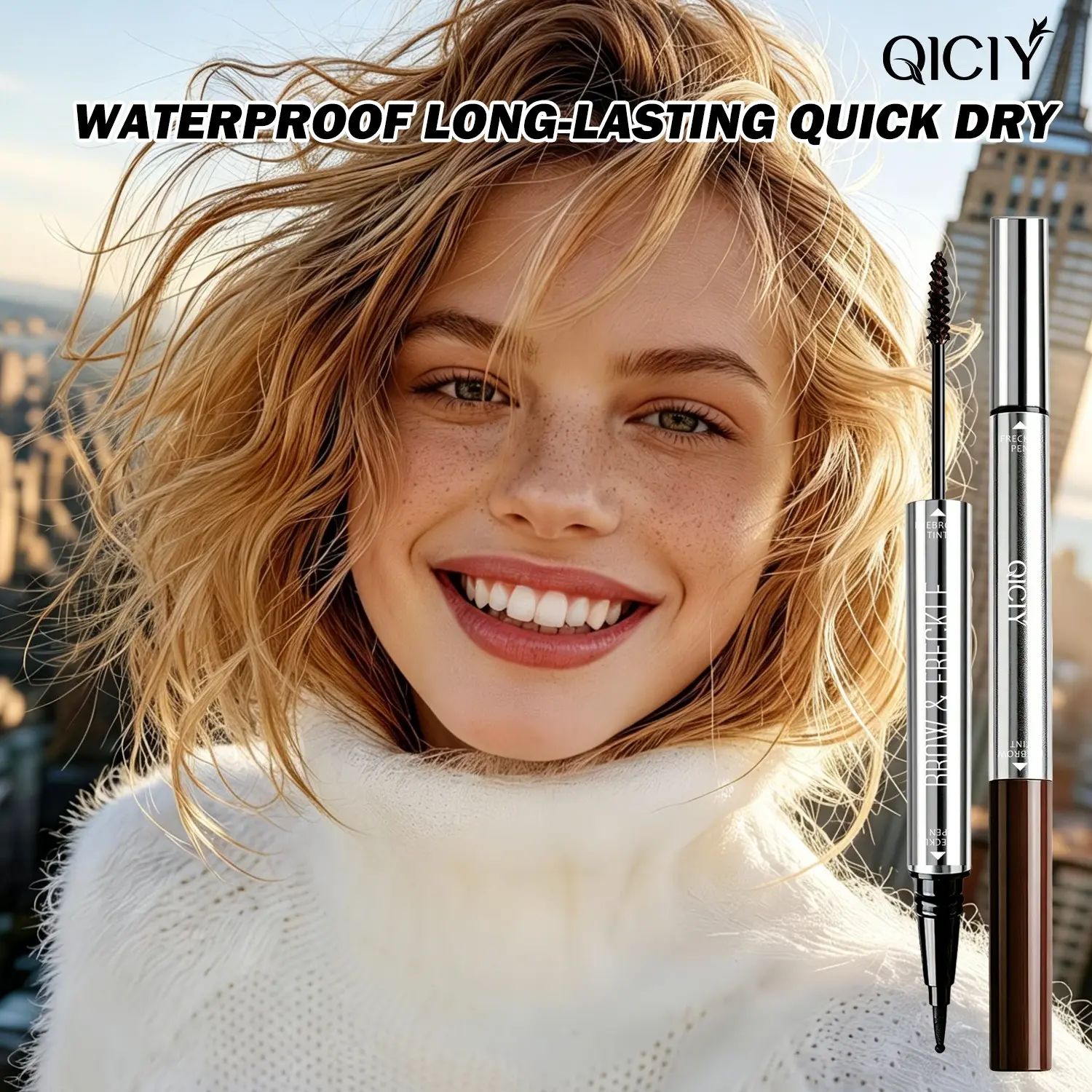 2-In-1 Waterproof Eyebrow Tint & Freckle Pen, Long Lasting, Quick Dry, Smudge-Proof Tinted Eyebrow Gel, Precision Felt Tip, Natural Makeup Look, Brow Makeup Products