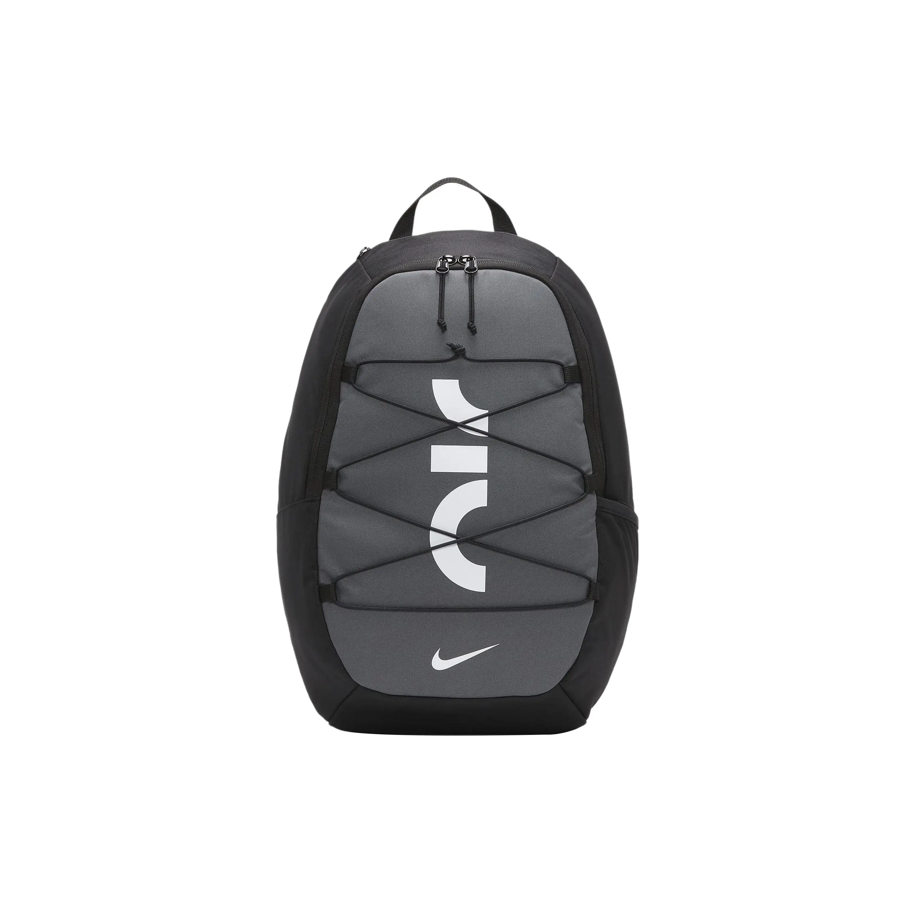 Nike Air Backpack with Elastic Drawstring and Zip Closure – Unisex Casual Style in Black and Gray