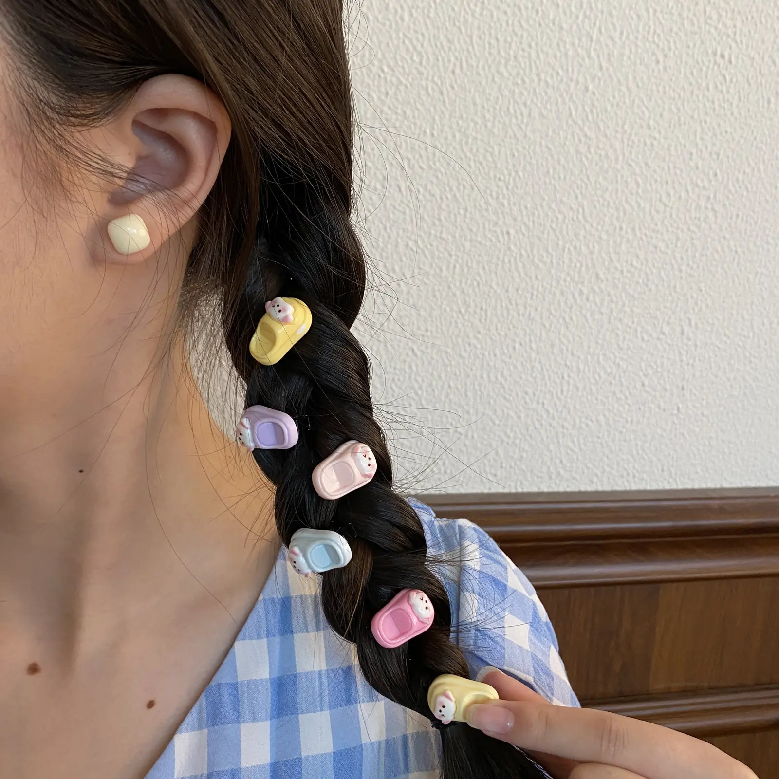 Girls' Kawaii Accessories 6/12PCS Female Cartoon Animal Ear Resin Duckbill Hair Clips, Silver-Pastel Mini Plain Hair Pins for Everyday Hairstyle Decor, Cartoons, Cute
