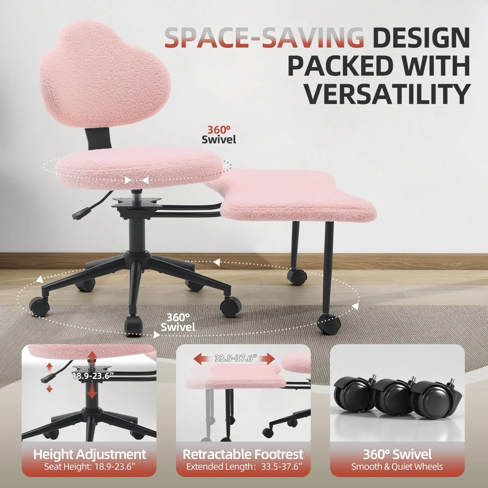 Ergonomic Meditation Chair with Wheels, Height Adjustable Cross-Legged Kneeling Office Chair with 360° Swivel, Lumbar Support & Active Sitting for Home Office, ADHD Users & Yoga Space