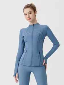 High Waist Sculpting Yoga Jacket with Full-Zip & Side Zipper Pockets