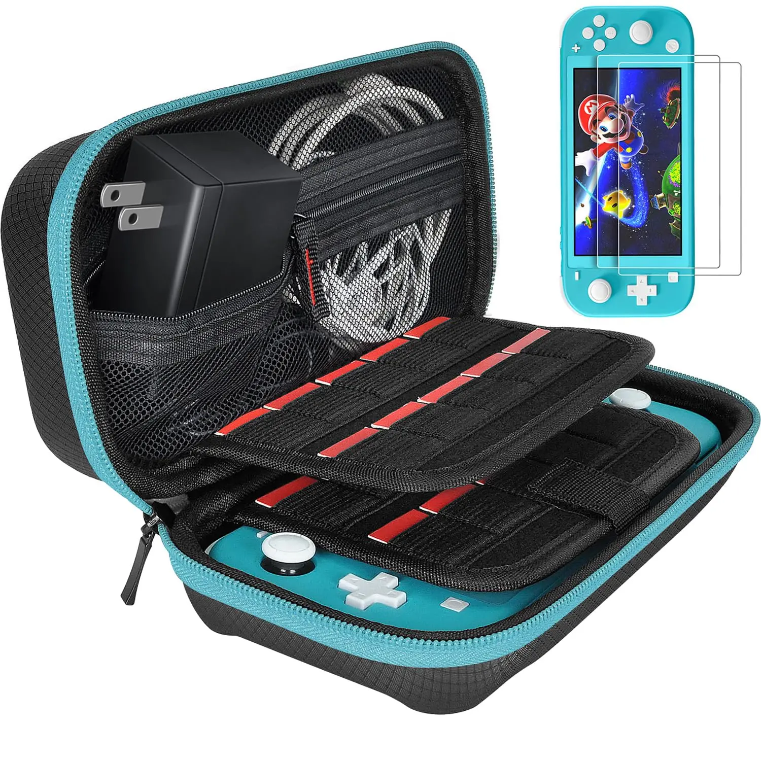 lite Case Compatible with   Lite with 2 Pack Screen Protector & 6 count Thumb Grip, 20  Cartridges Hard Shell Travel Carrying  Lite Console & Accessories DS Case
