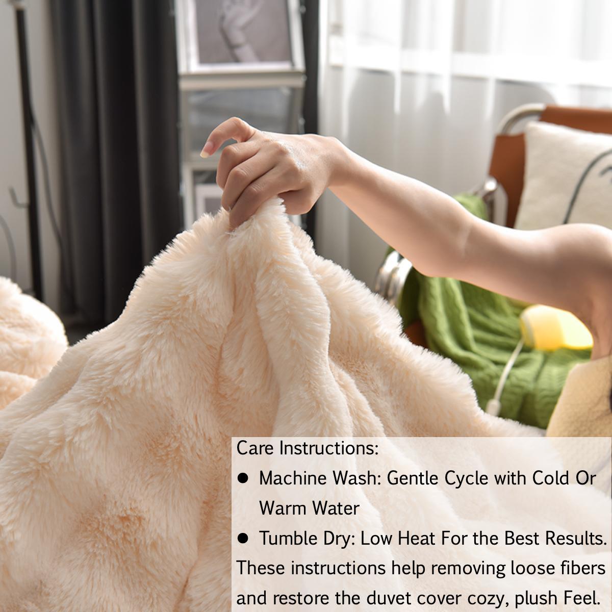 Fuzzy Duvet Cover Set, 3 Counts/set Including 1 Duvet Cover & 2 Pillowcases without Filler, Soft Comfortable Winter Bedding Set for Home Bedroom