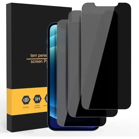 3Pcs Tempered Glass Privacy Screen Protector for iPhone 11/12/13/14/15/16/16e/17 Plus, Air, Pro Max - iOS Handheld Devices Phone Accessories, Anti-Voyeurism, Reflective, Scratch-Resistant, Bubble-Free, Local Casing Compatible