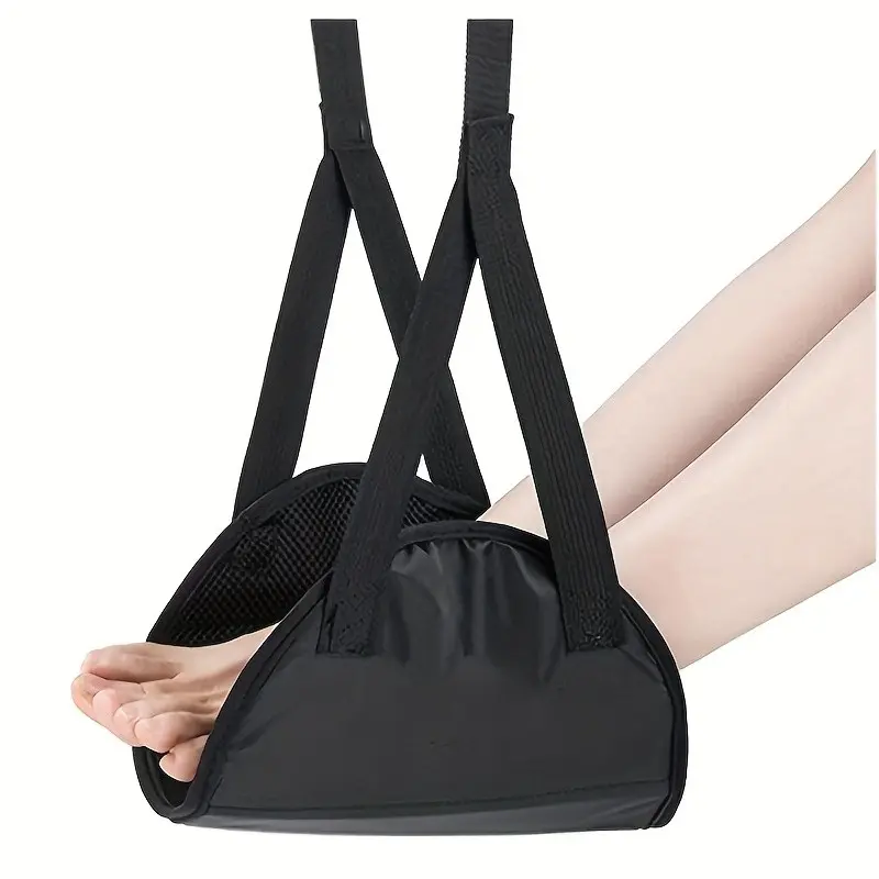 Aircraft Footrest Pad, Portable Adjustable Straps, Ideal for Travel, Lightweight Desk Hammock Leg Rest, Suitable for Airplane, Office, Outdoor, Car Use