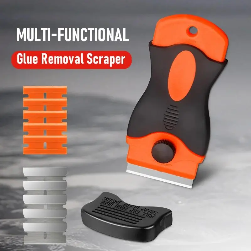 Scratch-Free Razor Blade Scraper Tool, Window Tint Sticker Removal Tool with Metal & Plastic Blades for Car Glass, Oven, Cooktop & Stove Cleaning