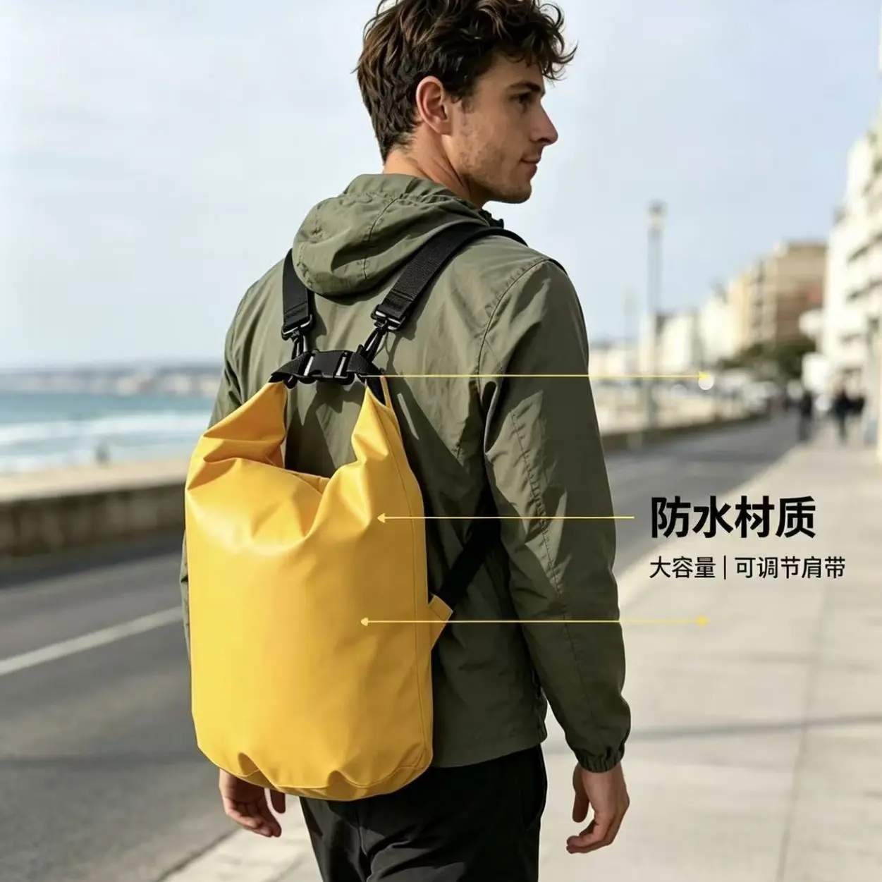Large capacity outdoor waterproof bag, floating swimming, floating bucket, mountaineering sports backpack, single shoulder diagonal hanging bag.