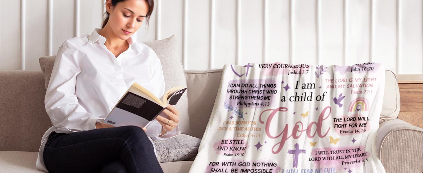 Baptism Gifts for Girl, I Am a Child of God Blanket, Christian Gifts for Women Birthday, Teen Girl Gifts Trendy Stuff, Inspirational Confirmation & First Communion Gifts for Girls(50 * 60)