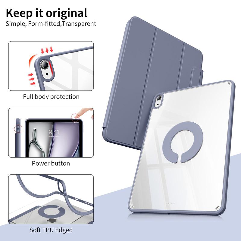 KENKE Magnetic Rotatable Detachable Tablet Case with Pencil Holder, Protective Flip Cover Compatible with iPad, Smart Tablet Accessories, Tablet Casing, Removable Cover, Tablet Covers