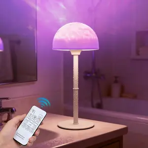Waterproof Shower Lamp with 7 Color Ocean Wave Projector, Rechargeable Touch & Remote Control, Cordless Light for Shower/bathtub