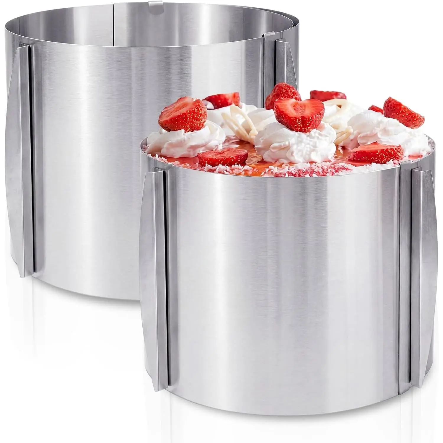 2 Pcs Extra High 15cm Cake Ring 6 to 12 Inch Adjustable Cake Mold