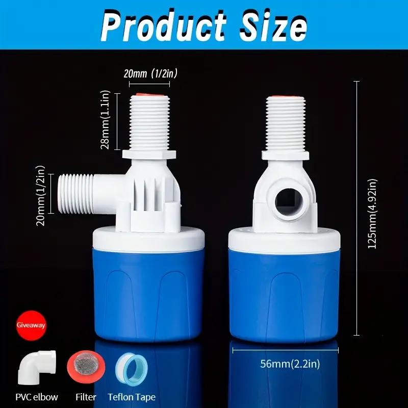 Automatic Water Level Control Float Valve, 1/2" Water Level Control Float Valve, Durable Nylon & Stainless Steel Valve for Pools, Tanks, Outdoor Projects, Fittings