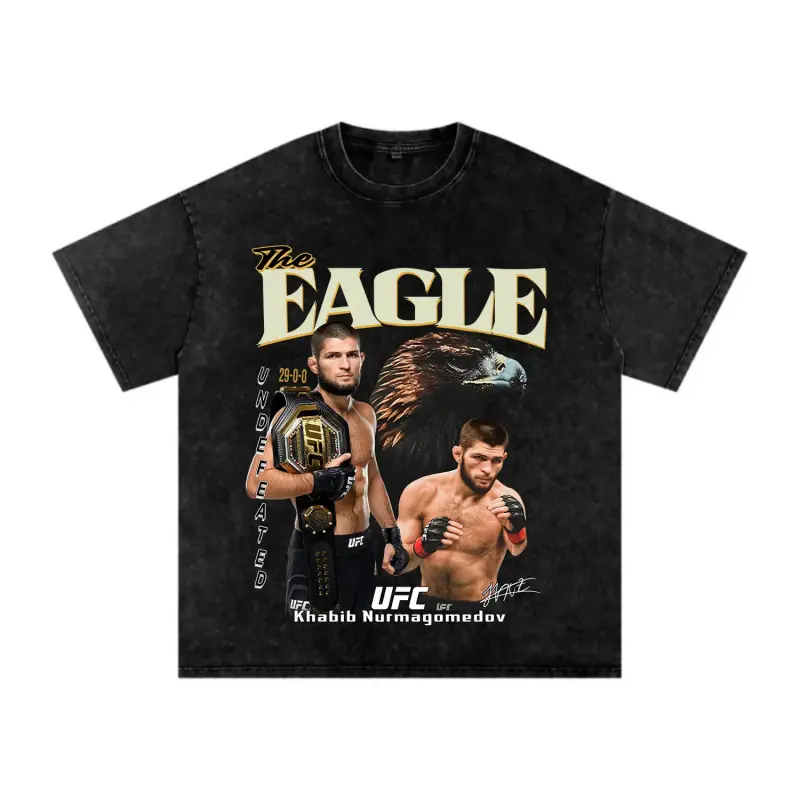 [🎉100% Cotton]Khabib Nurmagomedov "The Eagle" Graphic T-Shirt – UFC MMA Fighter Tribute Tee, Vintage Fight Night Apparel, Comfort Colors Washed Shirt, Retro Streetwear Cotton Tee, Unisex Combat Sports Fan Merch, Gift for UFC & MMA Fans