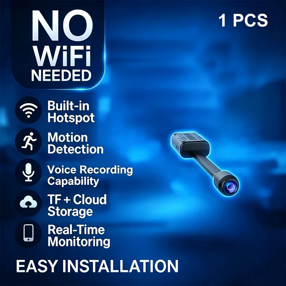 YINGWEICAM Full HD Indoor Wireless Security Camera (2.4G) - No Charging Needed, 128G Max Memory Card Support, AP Hotspot Direct Connection, Intelligent Motion Detection, Cloud Storage, Adjustable Lens, Ad-Free App, Night Vision, Wireless Security Camera I