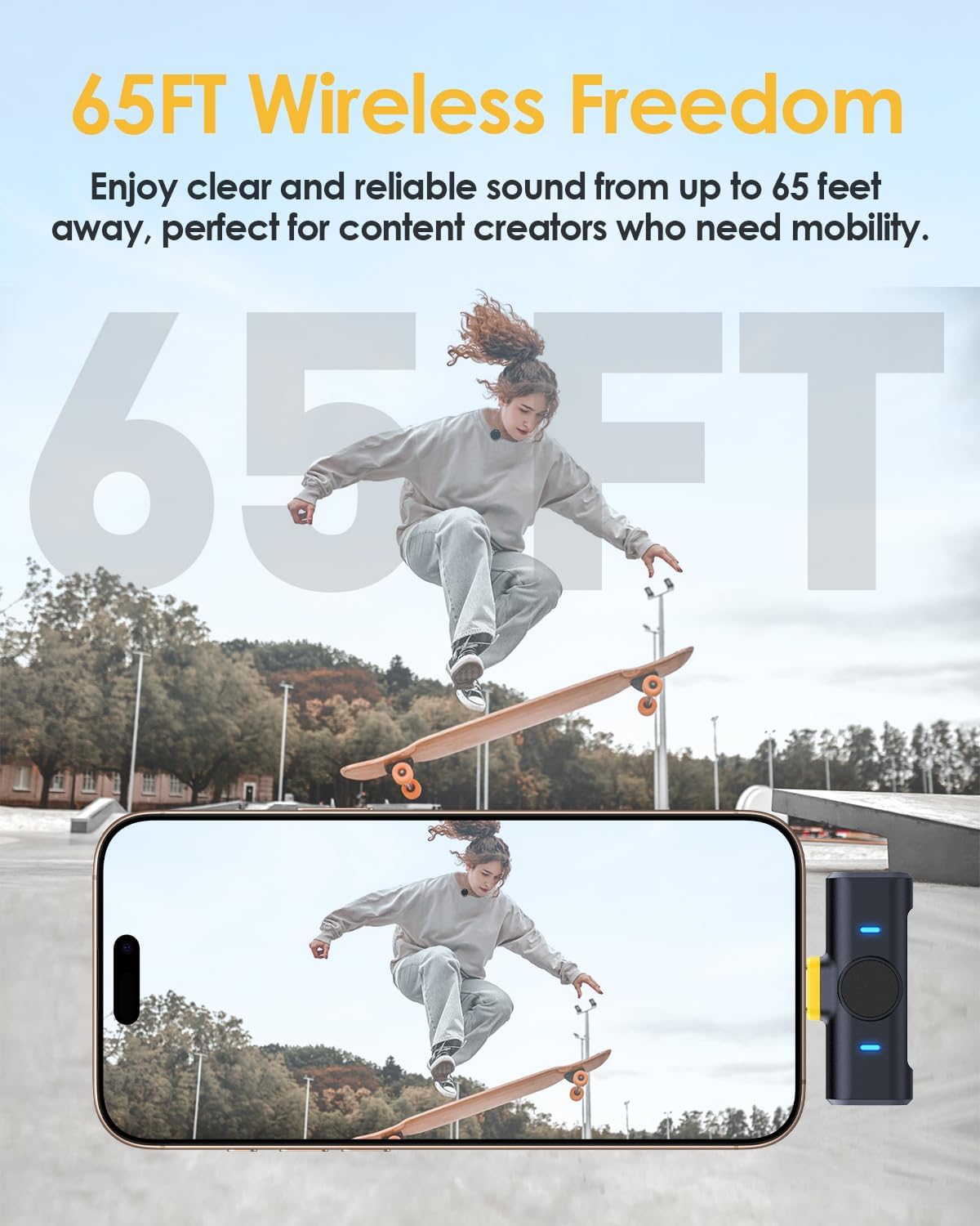 Wireless Lavalier Microphone for iPhone/Android, Mini Microphone with Noise Cancellation, Magnetic Backclip, 2 Pack USB-C Mini Mic for Video Recording, Content Creators, Vlogging, Youtubers