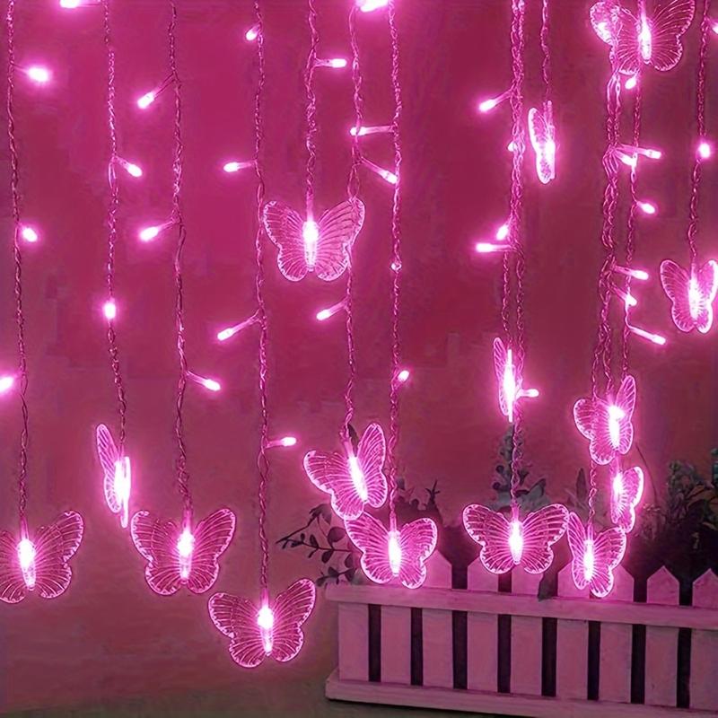 LED String Light, LED Butterfly Curtain Light, 21.3ft/255.9inch 8 Modes USB Charger Window Twinkle String Lights With Remote Control, 96 LEDs Copper Wire Fairy Lights For Room Christmas Wedding Party Decoration graduation leis graduation decorations