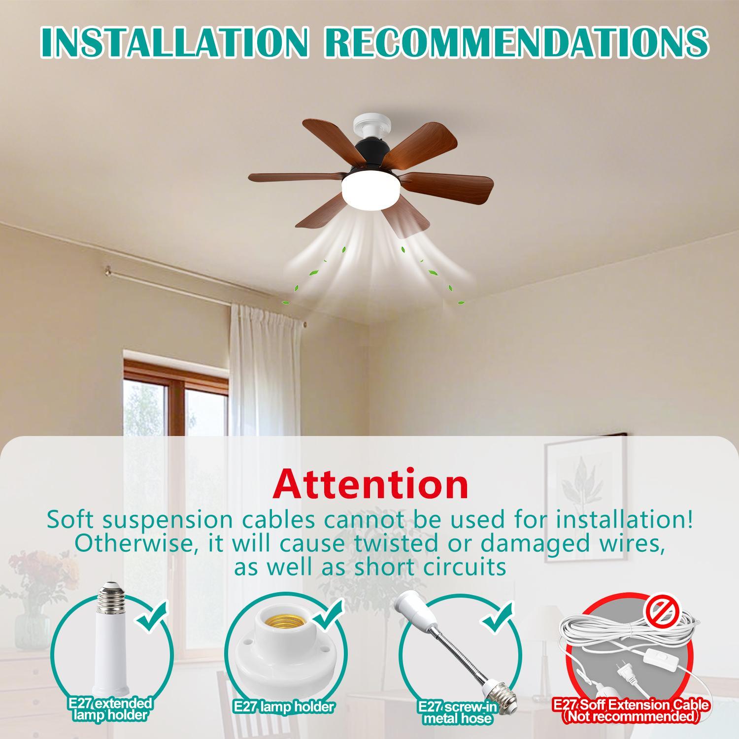 Remote Control Socket Fan Light, 2 in 1 Adjustable Wind Speed and Lighting Ceiling Fanlights, Dimmable Ceiling Lights, Easy Ceiling Mount for Living Room Bedroom Kitchen