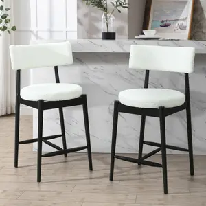 AobtkelChristopher Knight Home® Mid Century Modern Counter Stool (Sets of 2)  Black+Beige    RR