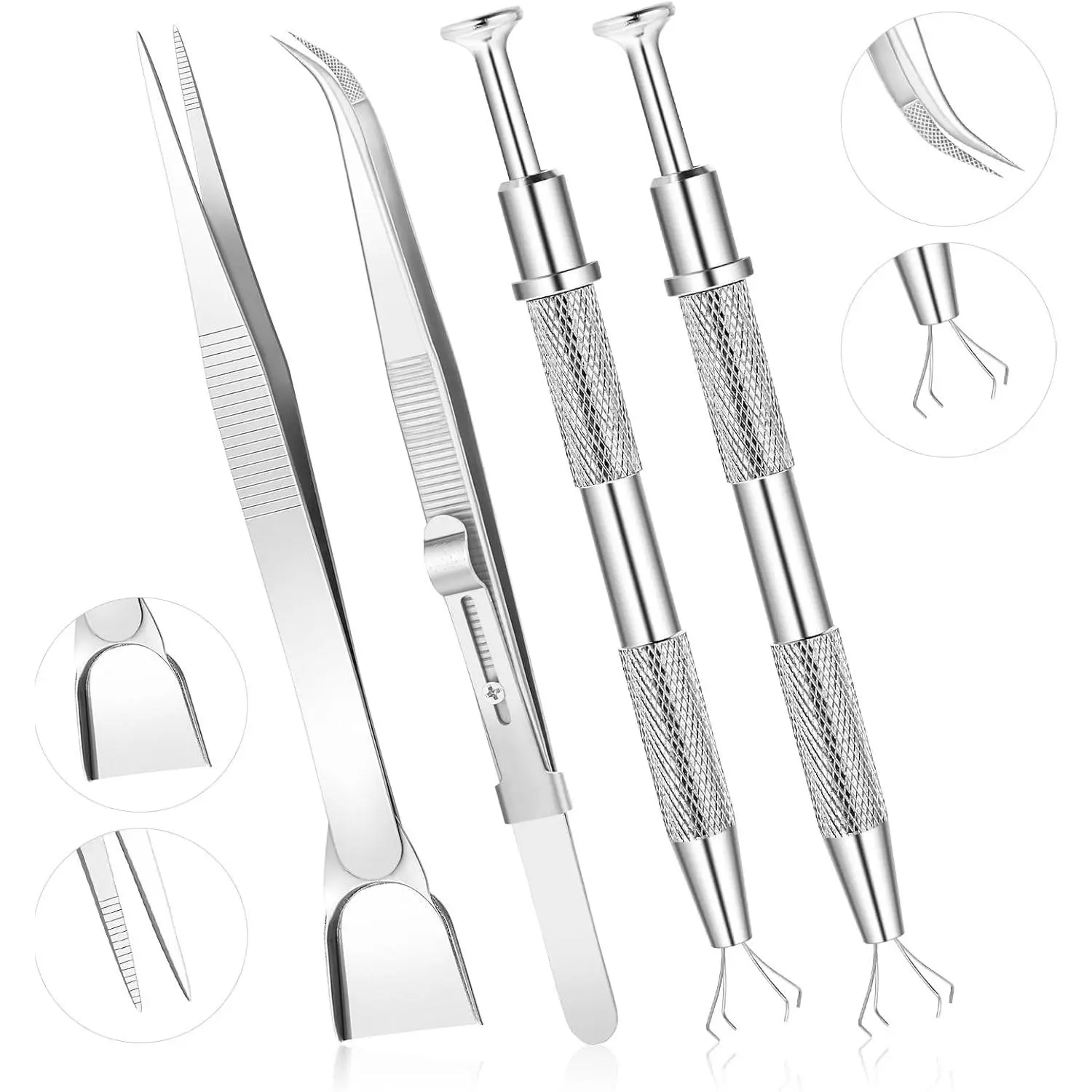 4pcs Sprinkles Tools for Cake Decorating, 4 Claw Sprinkle Pen Pearl Grabber Cake Decorating Tools Set Stainless Steel Cake Tweezers Pearl Sprinkle Spoon with Shovel Head for Cake Cookie Cupcake Decoration