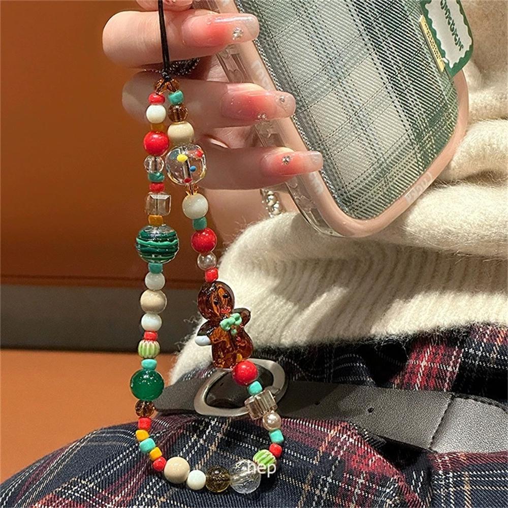 Cute Christmas Phone Chain Pendant Wrist Strap Anti-lost Lanyard Festival For iPhone Decorative Strap Bracelet Phone Accessories