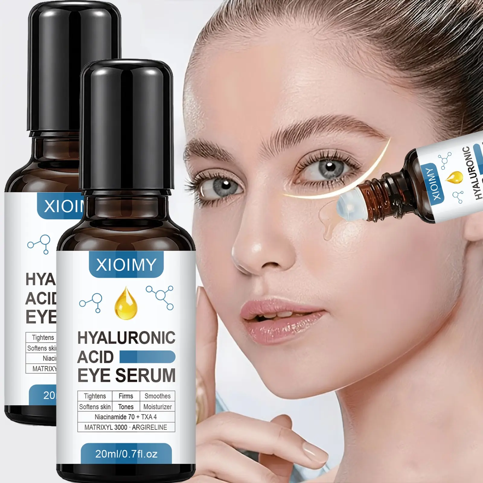 2pcs Hyaluronic Acid Eye Serum with Niacinamide, Moisturizing and Firming Under-Eye Care, Brightening and Hydrating, Suitable for All Skin Types, Eye Care Product