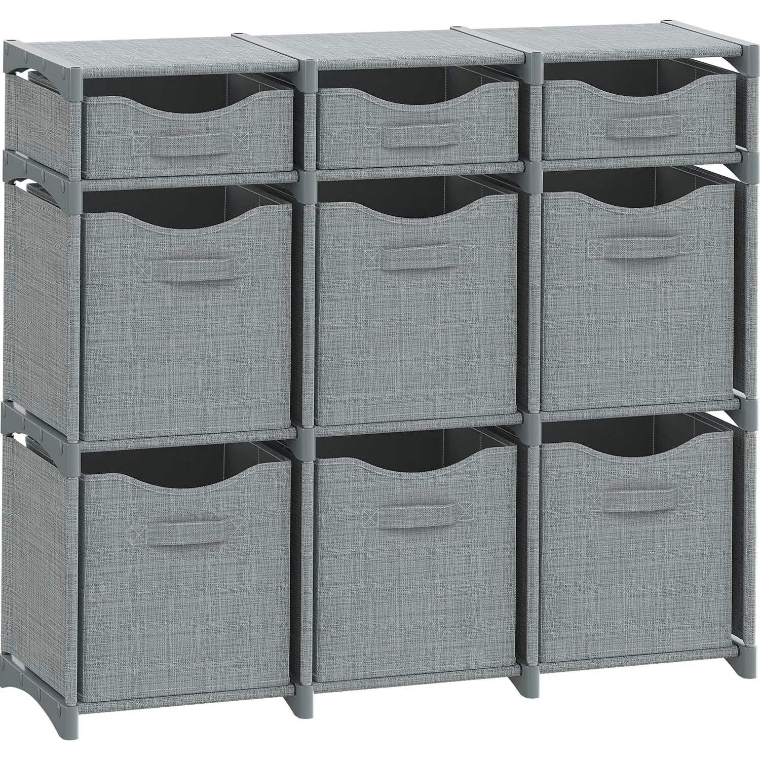 Cube Storage Organizer with Storage Bins Included - The  Closet Organizers and Storage Solution. Includes 9 Storage Cubes,  For  Storage, Closet Storage, Clothes Storage (Grey)
