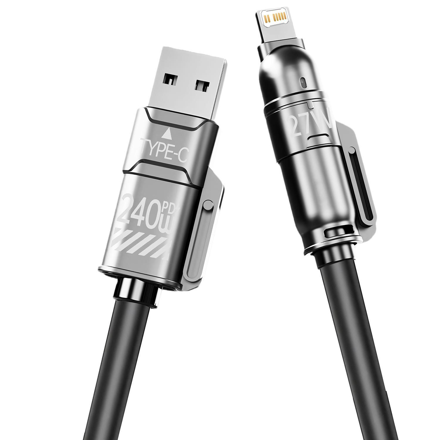 240W 4-in-1 Fast Charging Data Cable, Multifunction Cellphone Charging Cable Compatible with Type-C & iOS Devices, Phone Accessories #GLOBAL PICKS 240W 4-in-1 Fast Charging Data Cable, Multifunction Cellphone Charging Cable Compatible with Type-C & iOS Devices, Phone Accessories #GLOBAL PICKS
