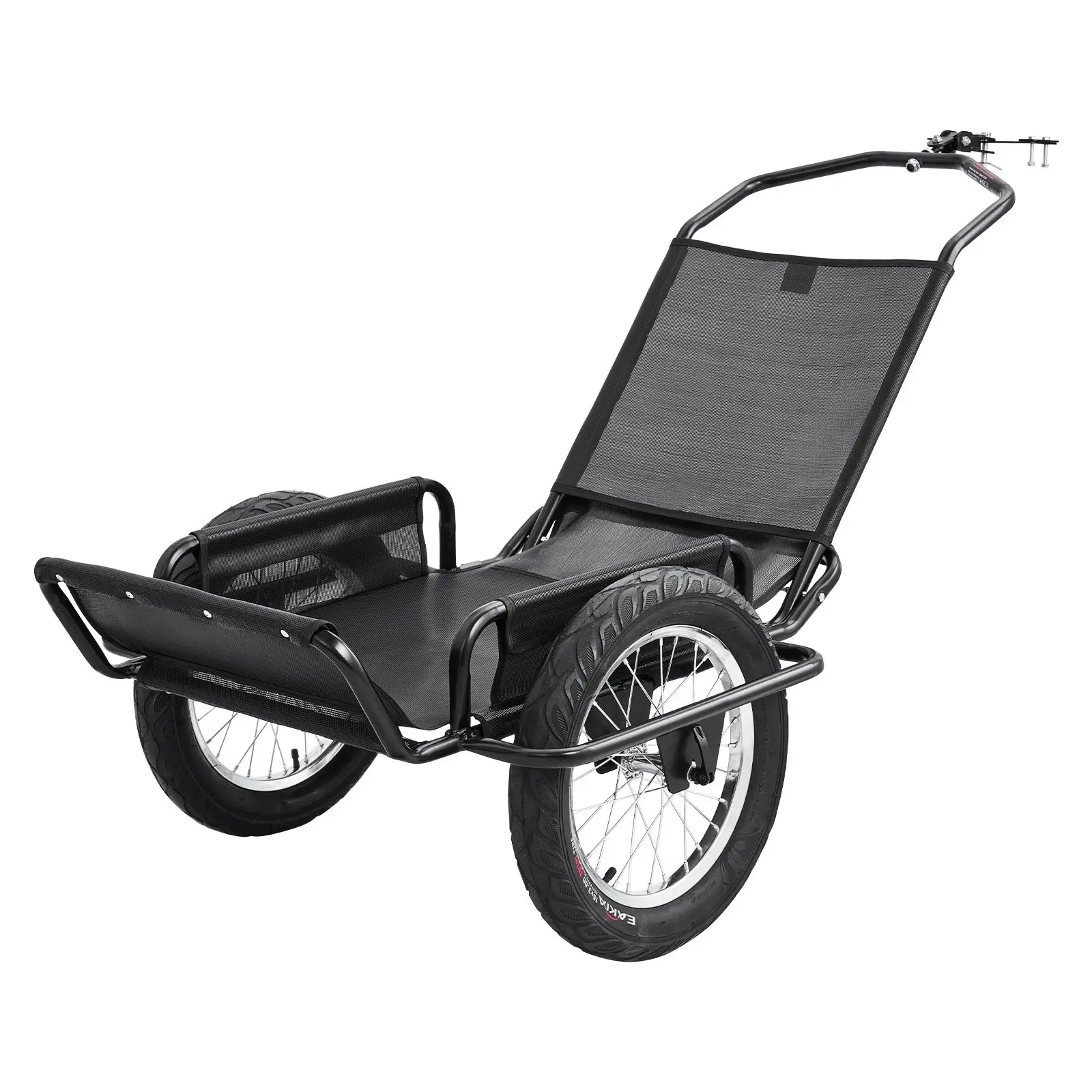 VEVOR 320lb Load Heavy-Duty Foldable Frame Bike Cargo Trailer with 16-Inch Wheels, Carbon Steel Build, Reflector, Off-Road Use for Outdoor Terrain, Fits 22-28in Bike Wheels