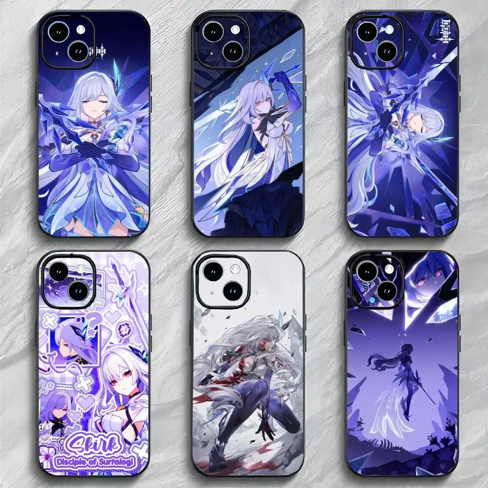 Genshin Impact Skirk Phone Case Black Matte Thin Shockproof Cover Designed for iPhone 11-17 Pro Max/Plus & Samsung Galaxy S23-S25