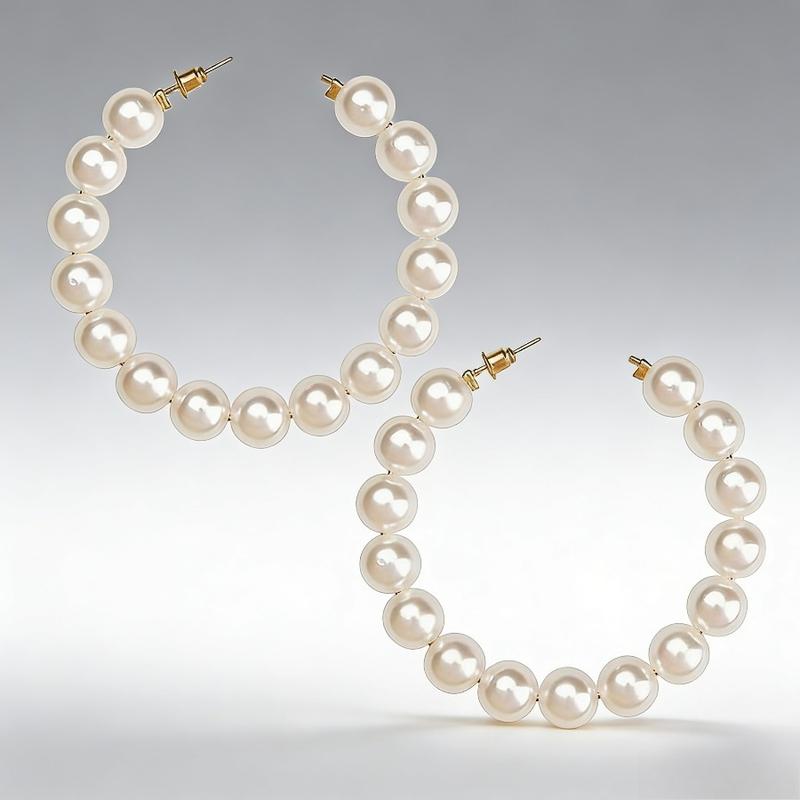 Elegant Vintage Faux Pearl Hoop Earrings - Chic Ear Accessories for Women’s Wedding & Party