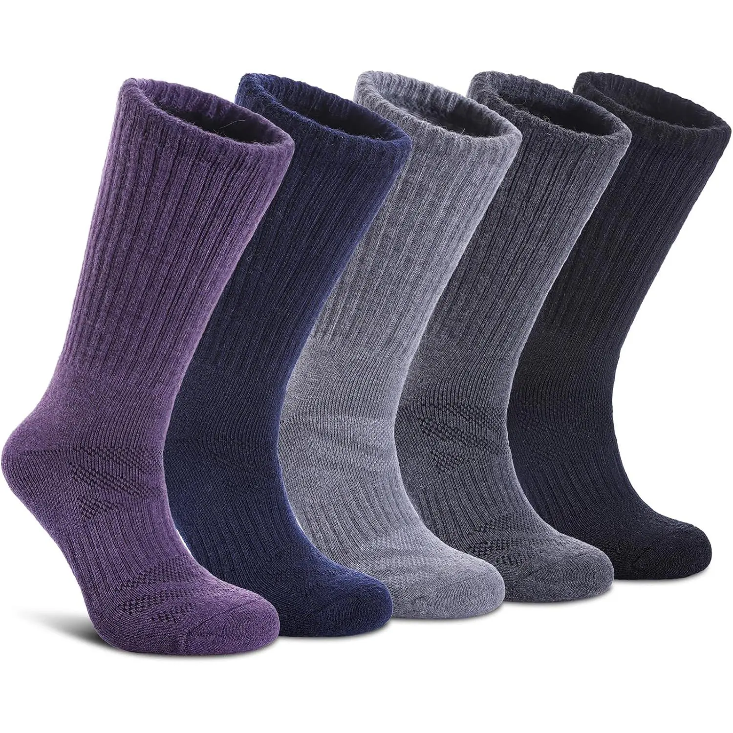 Merino Wool Outdoor Athletic Socks for Women-Men, Stretchy Compression Thermal Winter Warmer Thick Cushion Moisture Wicking Crew Hiking Work Boot Socks