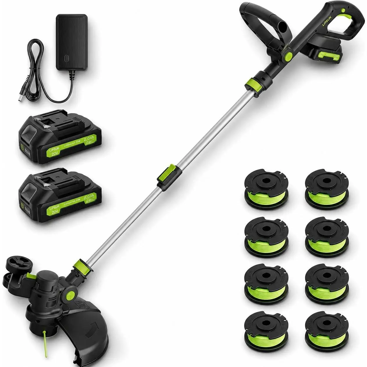20V Wireless Cordless String Trimmer with Lightweight Design, 12-Inch Cutting Head, Dual 2.0Ah Lithium Batteries, Fast Charger, Multiple Grass Cutting Lines, Dual Batteries for Efficient Mowing & Lawn Maintenance