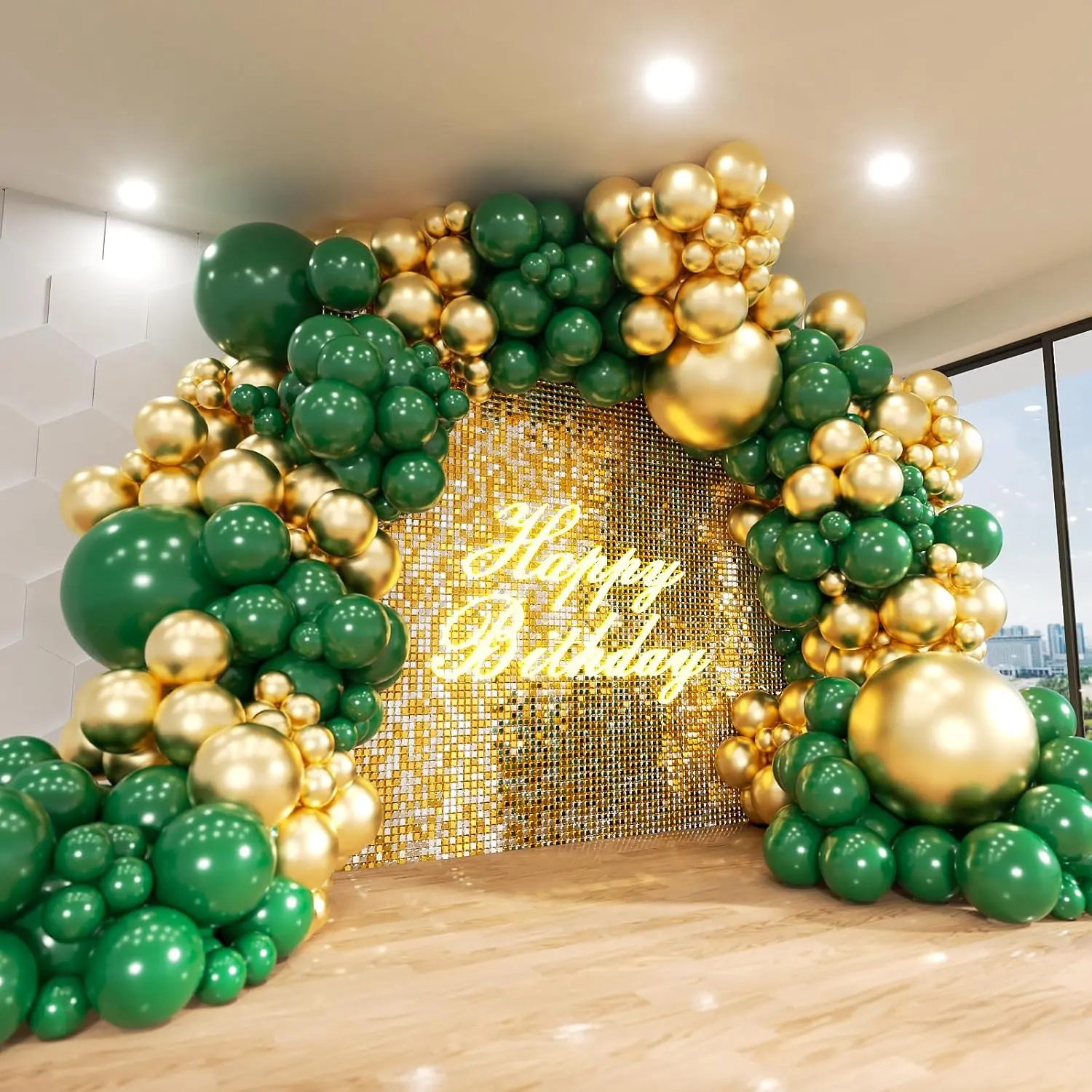 Green and  Balloon Arch Kit, 140 count  Forest Hunter Dark Green Metallic  Balloon Garland Kit for Wedding, Engagements, Birthday,  Shower, Anniversary Party Decorations
