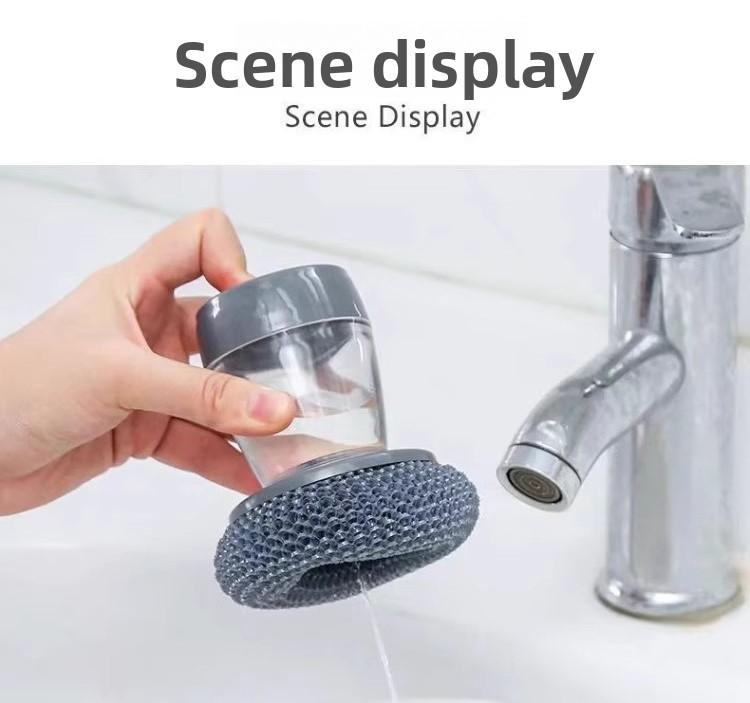 Automatic Liquid Dispensing Dish Brush Squeegee for Kitchen Non-Scratch Scrubber Pressurized Cleaning Brush for Pots Pans Dishes Home Cleaning Tool