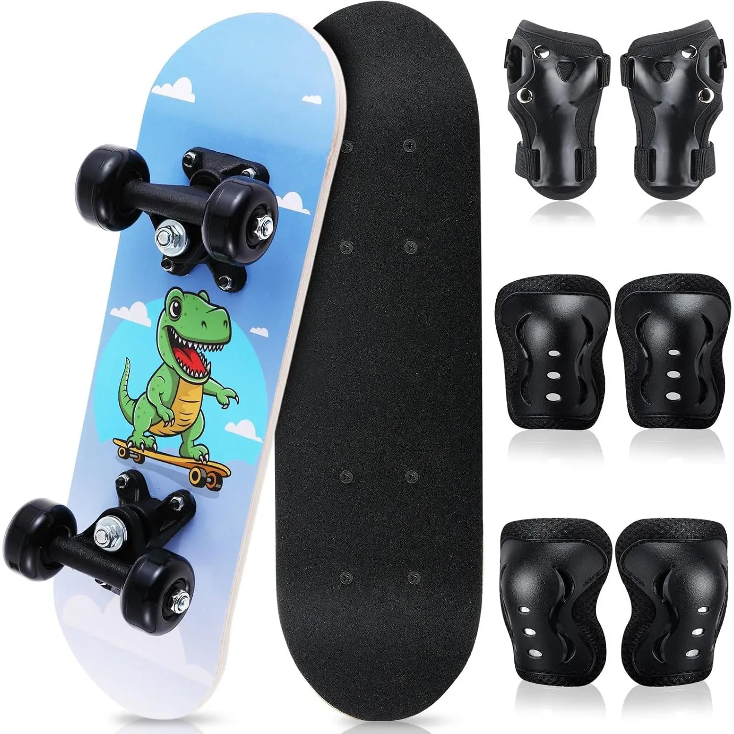 7 Pcs Skateboard for Toddlers Beginners Knee Elbow Pads Wrist Guards Gear Set