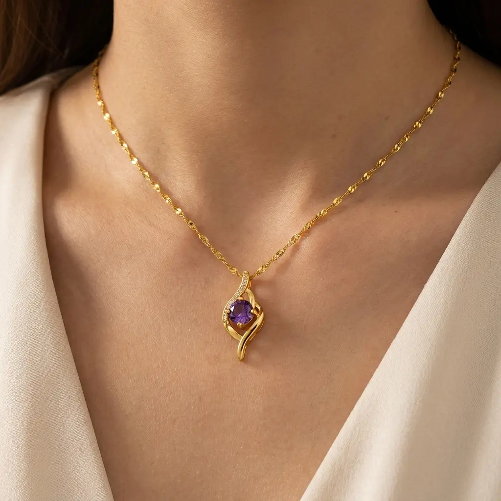 Trendy Purple Evil Eye Pendant Necklace for Women, Viral Social Media Aesthetic Jewelry