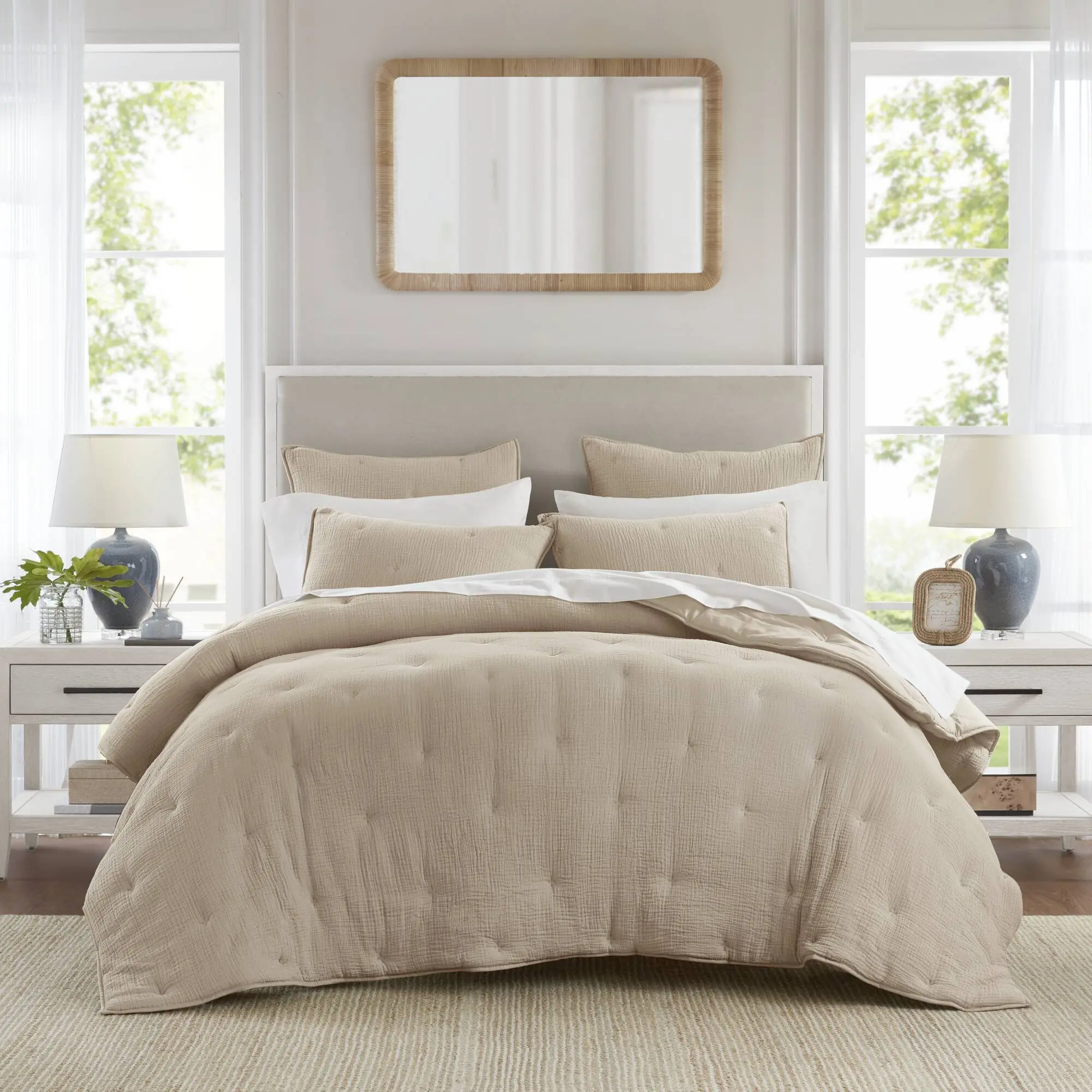 ARCH 3-Piece Full/Queen Cotton Embroidered Quilt Set Taupe Lightweight Bedspread Coverlet with Sham Soft Breathable Reversible Bedding for All Season Master Guest Bedroom Farmhouse Cottage Decor, Home Furniture and Household Product Search Terms