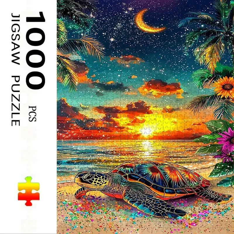 1000 Piece Sea Turtle Puzzle, Large Adult Family Interactive Toy, DIY Home Decor, Holiday Scene, Mixed Colors, Perfect Gift, Durable Puzzle