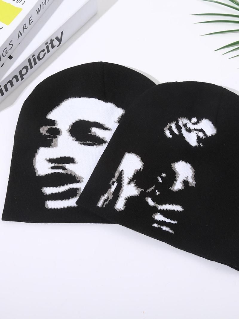 Unisex Colorblock Knitted Beanie Fitted Hat, Casual Outdoor Cycling Beanie Hat for Fall & Winter, Fashion Accessories for Men & Women